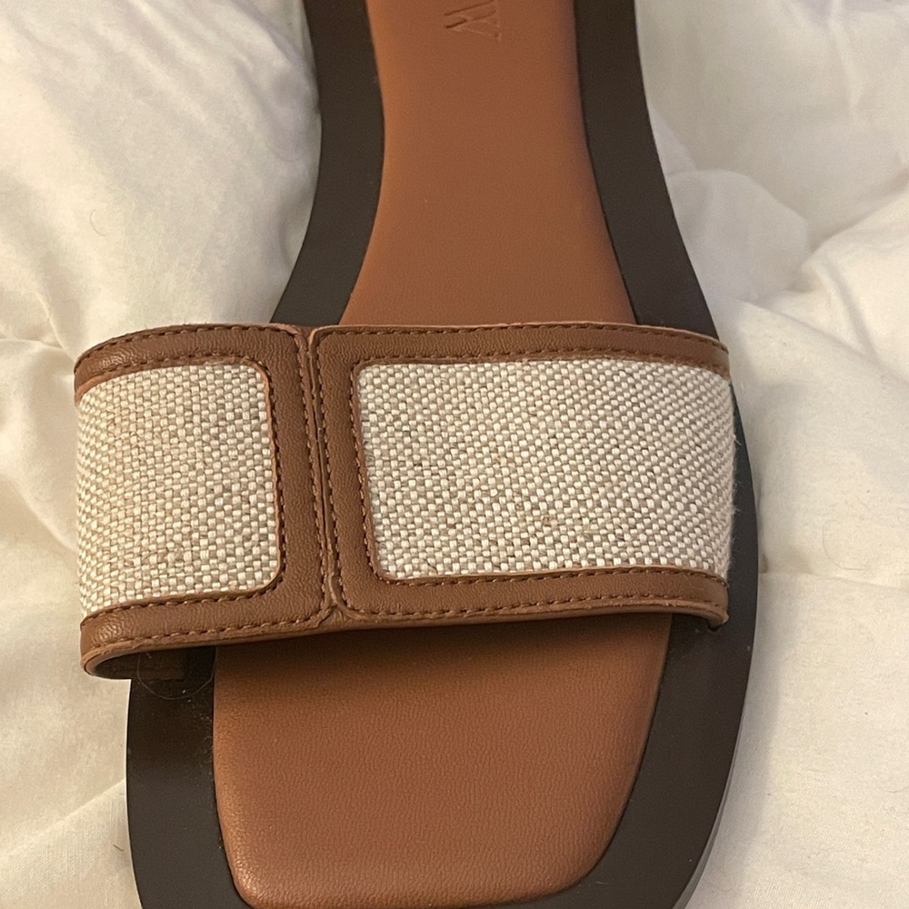 J. Crew Georgina sandals in canvas and leather in English Saddle Natural